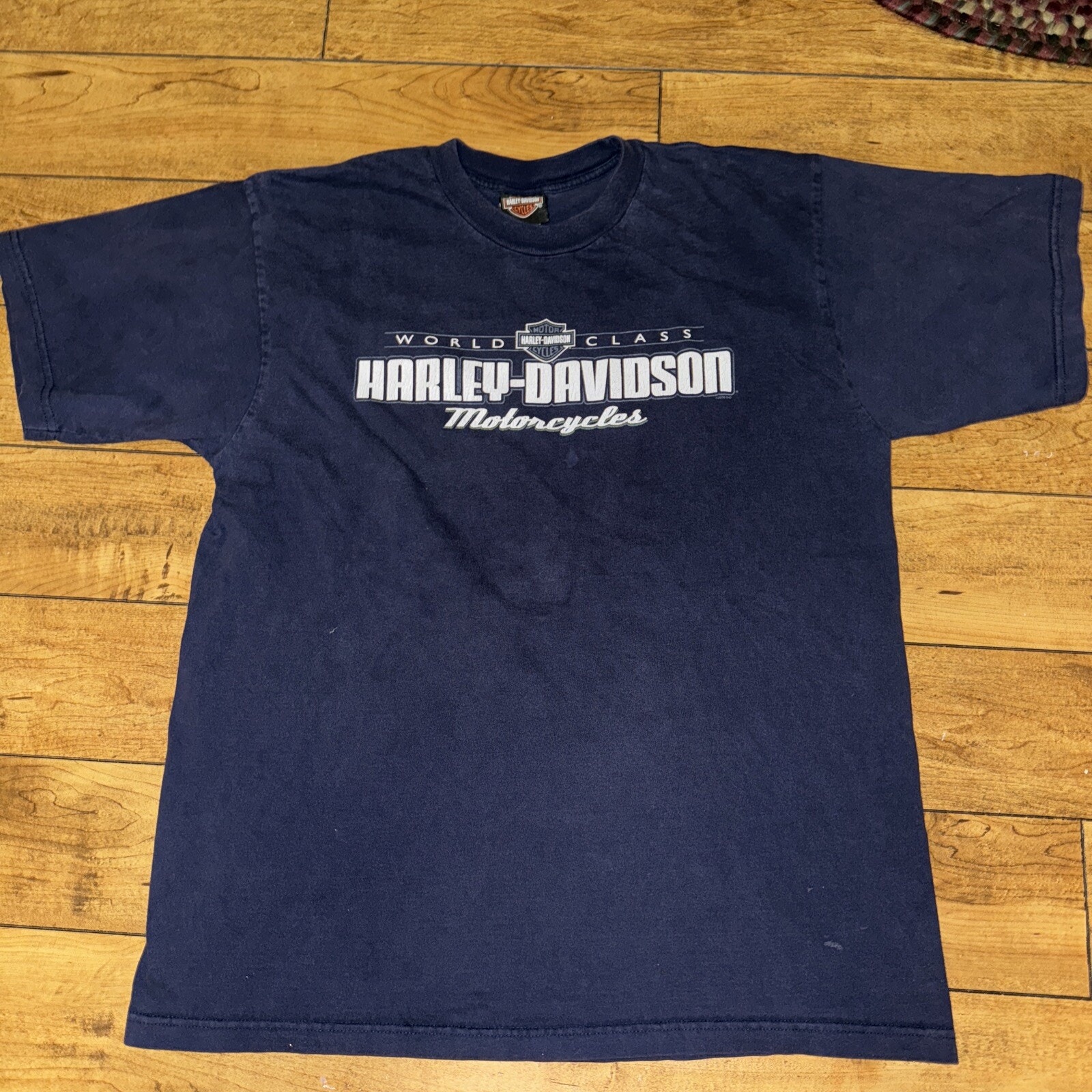 Harley Davidson T-Shirt Navy Blue Xl 21.5x28.5 2000 Abu Dhabi Y2k